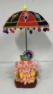 Decorative Umbrella for Ganesha Idol | Chatri for Ganesh Chaturthi Pooja & Festival Decor | Mandap Temple & Home Decoration (27×14 Inches | 1 Pc)