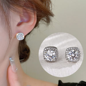 Square Zircon Earrings Korean Fashion Elegant Simple Earring Women Accessories Jewelry for Girls