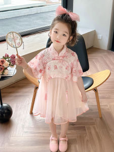 Princess Style Childrens Cheongsam Summer Dress Girls Hanfu Clothing New 2025 Trendy Chinese Style Childrens Qipao Dress