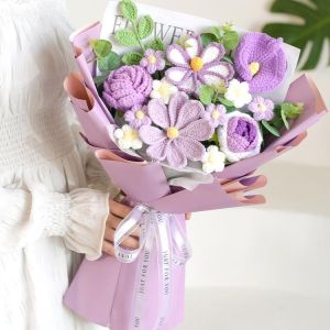 Modern Style Hand Knitted Gesang Flower Bouquet Creative Graduation Gift Handheld Finished Product Indoor Decor Artificial Flower