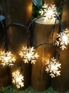 5m 20LED Solar Snowflake Star LED String Lights Fairy Lights Garland Christmas Tree Home Garden Decorations Noel