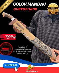 G0L0K MANDAU CUSTOM UKIRAN KHAS CIWIDEY // BAHAN BAJA PER PROSES TEMPA SIPUH // PB 40CM LB 45CM TB 4MM // KAYU JATI KOMBINASI SONOKLING // SPEK MULTIFUNGSI ANTI MELEOT