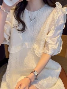 French Style Princess Short Skirt Dress Womens Early Summer 2025 New Gentle Wind High-End Pleated Sweet Bubble Sleeve Dress