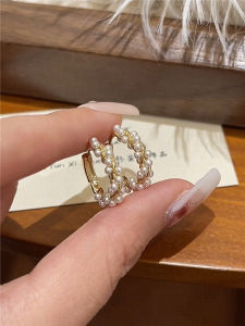 Pearl Earring Studs Silver Needle Womens Fashion Jewelry Design Unique Chic Circle Hoop Earrings Korean Style Fresh out