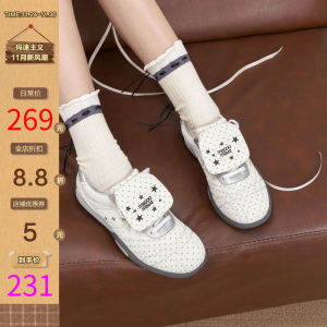 Giày Thể Thao Nhẹ Đế Phẳng Thời Trang Cho Nữ Mùa Đông 2025 Giày Thể Thao Đế Bằng Họa Tiết Chấm Bi Giày Thể Thao Màu Trắng