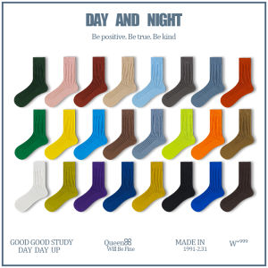 Couples Mid-Calf Sports Socks Mens Cotton Thickened Winter Socks Absorbent Sweat Heavyweight Long Socks Pure Color Casual