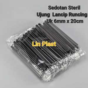 Sedotan 6mm x 20cm Hitam Bungkus Plastik Per Pcs Steril Higienis
