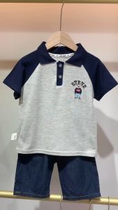 baby boys clothes set Boys casual simple style polo shirt top + shorts two-piece summer childrens clothing set
