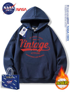 NASA Collaborative Hoodie Mens Warm Trendy Print Overhead Versatile Outerwear Casual Loose Fit Long Sleeve Anti-Wrinkle