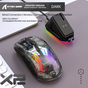 ATTACK SHARK | Attack Shark X2 Pro Magnetic Charging Bluetooth Mouse Tri-Mode RGB Lights Transparent Battery Indicator Computer Phone