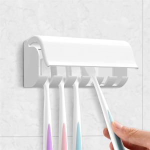 Toothbrush Holder with CoverWall Mounted Toothbrush Storage Rack6Slots Toothbrush Storage Organizer Toothbrush Hanger Bathroom