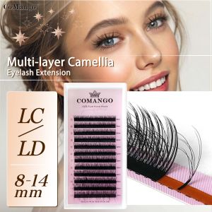 CoMango L+C/D Multi-layer 3D Camellia Eyelashes Extension Wispy Fluffy Volume Lashes Soft Natural Premade Fans