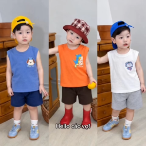 (combo 3b)Bộ ba lỗ thun lanh phối màu dễ thương cho bé trai