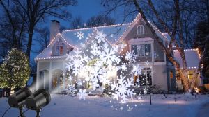 2025 Upgraded Christmas Projector Lights Outdoor Dual Lens Dynamic Holiday Snowflake Lights Projector IP65 Waterproof White Snow LED Snowfall Projector Lights for Xmas Halloween Holiday Party Home Garden Decoration