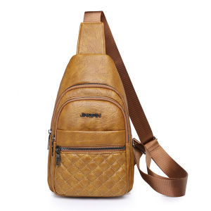 Trendy Soft Leather Crossbody Bag Womens Sports Fashion Backpack Waist Bag Ladies Chest Bag Single Shoulder Casual Purse