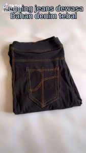 Celana Legging Denim Wanita Big Size/Legging denim bahan Lembut Terbaru