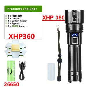 Most Powerful LED Flashlight Super Bright Rechargeable Torch Light Powerful Long Range 4500M Flash Light Camping Fishing Lantern
