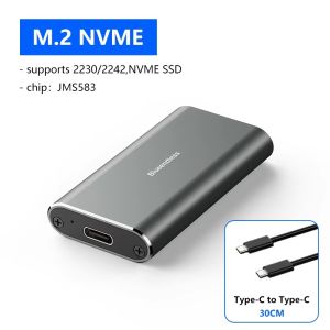 Blueendless | Blueendless Mini M.2 NVME Mobile Solid State Hard Disk 2242 Portable All Aluminum TYPE-C Computer External Mobile Hard DriveBox