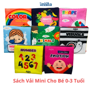 Bộ 4 Cuốn Sách Vải Cỡ Nhỏ Cho Trẻ Sơ Sinh 0-2 Tuổi - Mini Cloth Touch and See - Lalala Baby