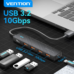 Vention USB Port HUB Extension Multi USB 4 Port Hub USB 3.2 3.0 Splitter 5Gbps for Laptop Dell Lenovo HP Macbook Adapter with Power High Speed Transfer Data Docking Station