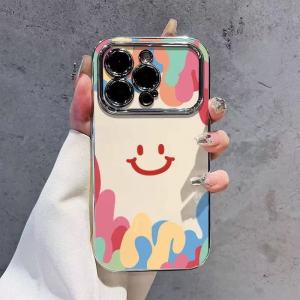 Colorful Heart-Shaped Silicone Phone Case Stand Compatible with Apple 17PROMAX iPhone 15/16 Soft Shell XR/XsMax Anti-Fall 7/8Plus Womens Mini New View