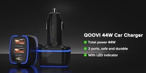 Qoovi 44W 3 cổng sạc điện dùng trên xe hơi loại C PD 20W + 4.8A Cổng USB kép sạc nhanh Bộ sạc điện thoại xe trên ô tô nhanh sạc điện thoại Iphone 14 Ipad Điện thoại di động Android