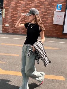 Korean Dress🙆เสื้อยืดสีขาว🎀เสื้อแฟชั่นผญๆ y2k แฟชั่นสีขาวคอกลมแขนสั้น เสื้อเรียบง่าย