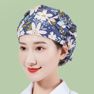 Kitchen Hat Pure Cotton Dust-Proof Work Cap Childrens Breathable Closed Toe Cap Head Cover Oil-Proof Smoke-Proof Nurse Chef Workshop Catering