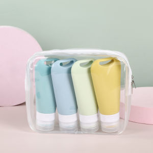 90ml 1/3/4PCS Travelling Dispenser Bottle Set Portable Empty Lotion Bottle Leak-proof Silicone Hose Wash Jar Cosmetic Container