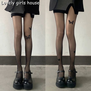 ถุงน่องไนลอนบางพิมพ์ลายผีเสื้อถุงน่องยาวถึงต้นขาสำหรับผู้หญิง ลอนบางชุดชั้น ถูกถูกพัฒนาโดยนักพัฒนาผู้หญิง