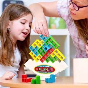 Mainan Asah Otak Tetra Building Blocks Tower Tetris Susun Bentuk Board Game