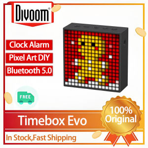 Original Divoom Timebox Evo Bluetooth Portable Speaker with Clock Alarm Programmable LED Display for Pixel Art Creation Unique Gift