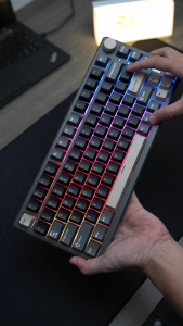 RK ROYAL KLUDGE M75 คีย์บอร์ดแบบติดปะเก็น 81 คีย์ คีย์บอร์ดเชิงกลแบบถอดเปลี่ยนได้พร้อมจอแสดงผลอัจฉริยะและปุ่มหมุน คีย์บอร์ดคอมพิวเตอร์ไร้สาย/แบบใช้สายพร้อมปุ่มกด PBT