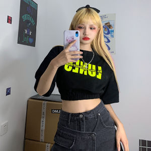 เสื้อยืดแขนสั้นสไตล์ฮิปฮอปแจ๊สสำหรับเด็กผู้หญิง เสื้อครึ่งตัว ทรงหลวม สไตล์เกาหลี เสื้อผ้าทำงานฤดูร้อน