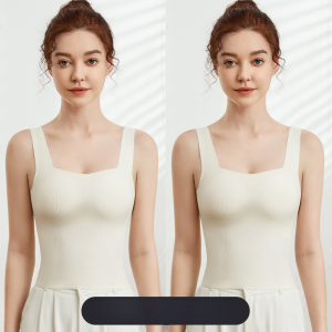 Miiow | Womens Integrated Slim Vest Underwear With Chest Pad Cup One-piece Strap Summer Thin Base Layer Bra Top Can Be Worn Outside