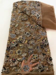 OLEVO | African Sequins Lace Fabric 2026 5 Yards High Quality Beads French Nigerian Groom Lace Net Fabric For Sewing Dress Wedding Party