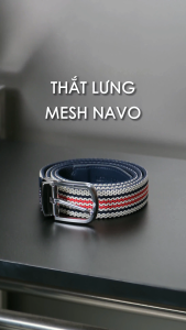 Leonardo Thắt Lưng Nam Mesh Navo Xanh Navy Sợi Knit Co Giãn Thông Minh Khóa Xoay Sử Dụng 2 Mặt Dây Không Đục Lỗ