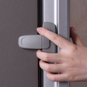 2PCS Child Lock Protector Cabinet Fridge Door Lock Door Fastening Buckle T-type Double Button In Stock