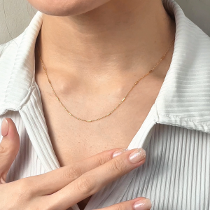 WENG KWONG 916 Gold Link Bar O-Chain Necklace 3C1084