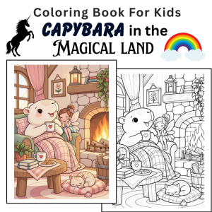 Capybara and His Friends in Magical Land Cute Animal Coloring Book for Kids Buku Mewarna Kanak-Kanak