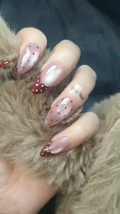 Lizzy Nail 031 | Nailbox Móng Úp Mắt Mèo Chấm Bi | Set 10 Móng Giả Press On Nails Polkadots Cateyes