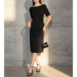 PIAOYA | Elegant Slimming Waist Cinching Dress for Office Wear Summer Mid-Length