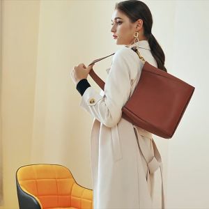 Yimo Fashion Tote Bag for Womens Top Layer Cowhide Vintage Genuine Leather Womens Bag Large Capacity Bucket Bag Shoulder Crossbody Bag