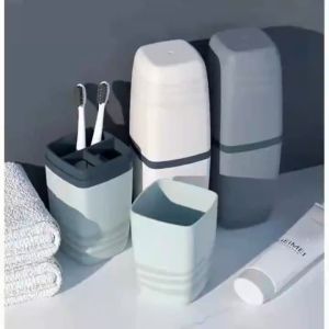 Portable Travel Toothbrush Toothpaste Holder Storage Organizer with Cover As Wash Cup