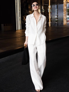 LIANGYILAILIN | Elegant Spring Fashion White Shirt and Pants Set