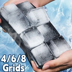 4/6/8 ช่อง แม่พิมพ์ทำน้ำแข็งทรงสี่เหลี่ยมลูกบอลใหญ่ / เครื่องทำน้ำแข็งซิลิโคน / แม่พิมพ์ถาดทำน้ำแข็ง / เครื่องทำน้ำแข็งสำหรับบาร์ผับ เครื่องทำน้ำแข็งแบบแท่งสำหรับไวน์