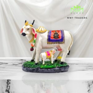 18 CM/ COW AND CALF / DHANA LAKSHMI STATUE HOMEDECOR AND LIVING ROOM ALSO IDEAL FOR WEDDING AND BIRTHDAY GIFTING SHOWPIECE