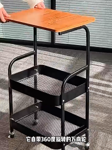 Full Metal Movable Trolley Cart With Wheels Multi-layer Storage Rack Bedside Coffee Side Lockable Wheels