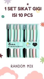Sikat Gigi Dewasa 10 in1 Sikat Bulu Lembut Dengan Set Penutup Pelindung Korea Macaron