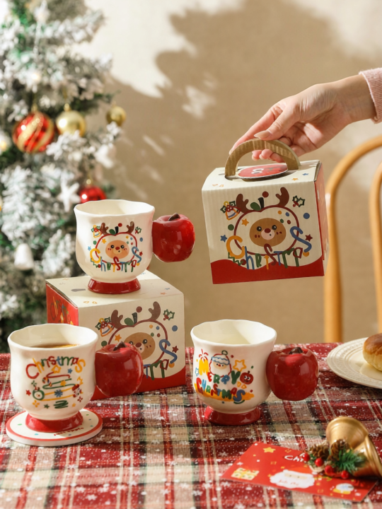 SHELI | Tách Sứ Giáng Sinh Với Quai Cầm Quả Táo Sáng Tạo (Kèm Hộp Quà ...